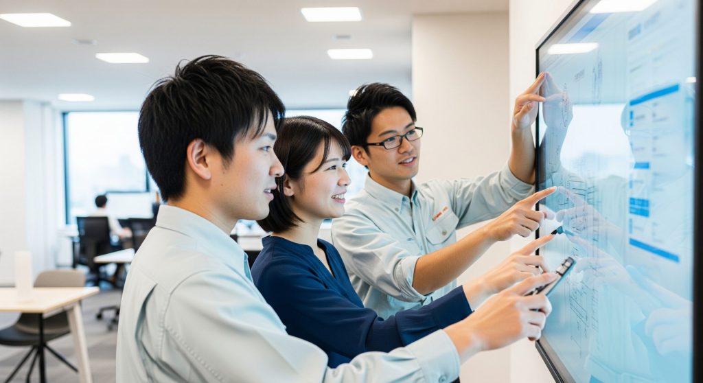 multi-touchー - 電子黒板モニまる 建設現場の仮設事務所で使う電子黒板モニまる