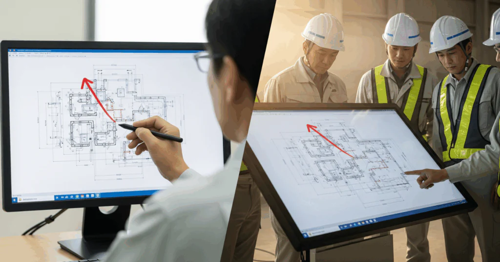 between-Design-Team - 電子黒板モニまる 建設現場の仮設事務所で使う電子黒板モニまる