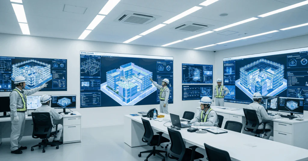 Construction-Operation-Center - 電子黒板モニまる 建設現場の仮設事務所で使う電子黒板モニまる