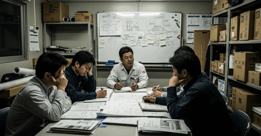 建設現場の仮設事務所で使う電子黒板モニまる