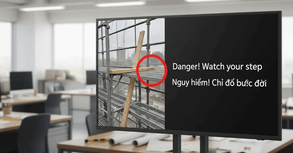 Hazard-Prediction-and-Safety-Alert - 電子黒板モニまる 建設現場の仮設事務所で使う電子黒板モニまる