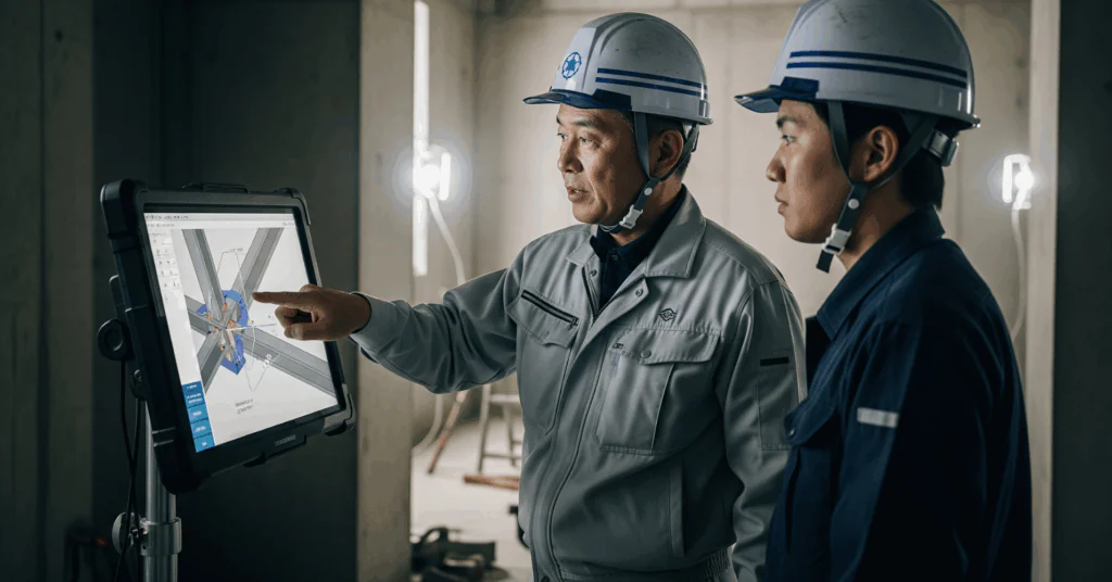 ite-Technical-Guidance-Using-a-3D-Model - 電子黒板モニまる 建設現場の仮設事務所で使う電子黒板モニまる