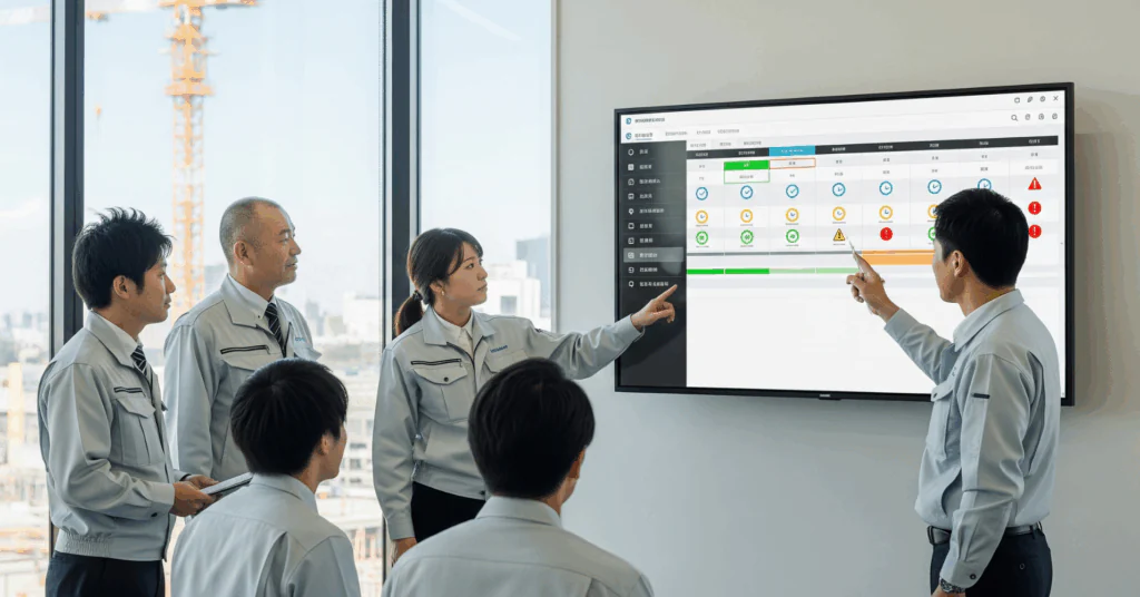 Risk-Management-Meeting - 電子黒板モニまる 建設現場の仮設事務所で使う電子黒板モニまる