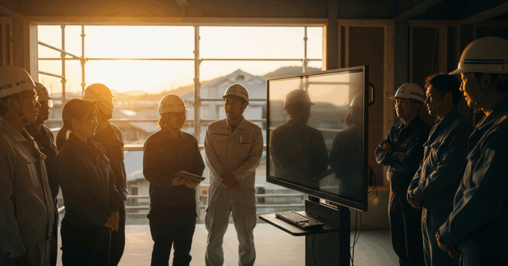 Briefing-on-the-Construction-Site - 電子黒板モニまる