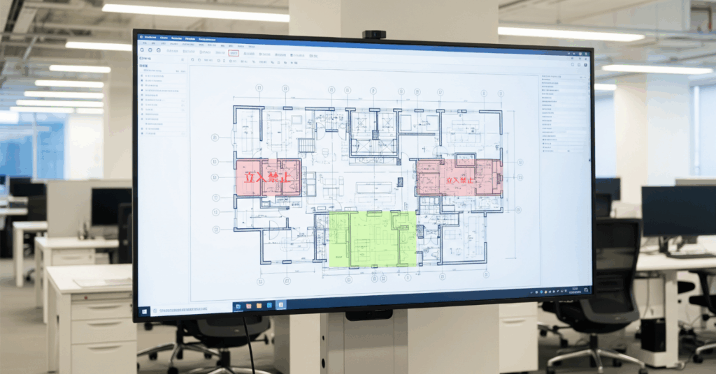 Restricted-Areas-on-a-Blueprint - 電子黒板モニまる