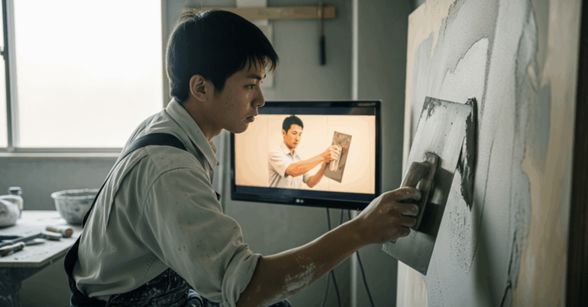 「見て盗め」の限界。ベテラン左官職人の“コテさばき”を映像化し、現場の品質を統一