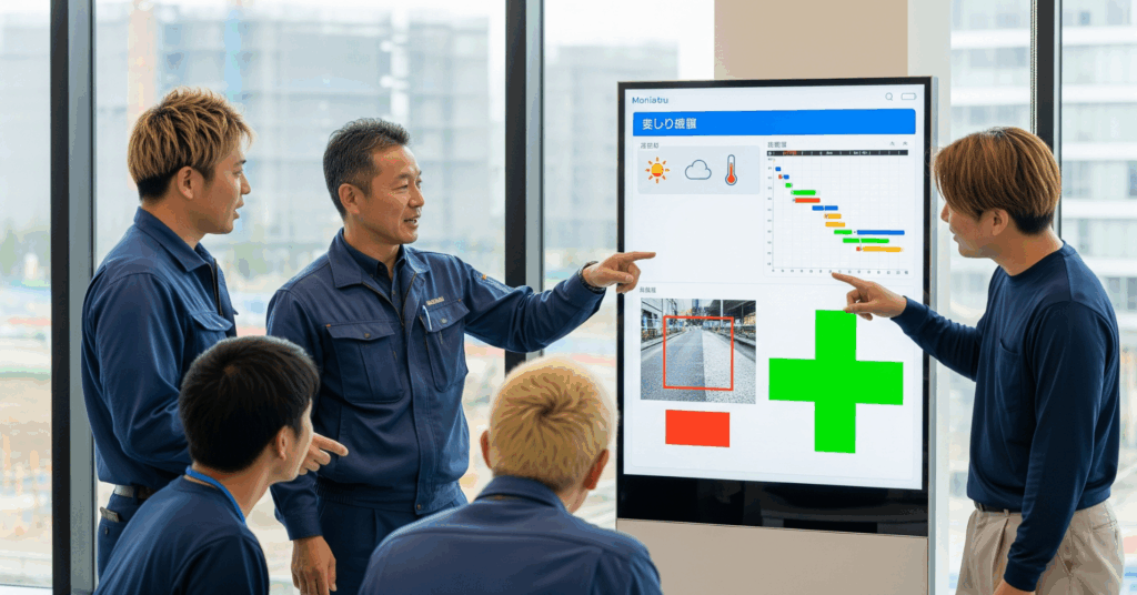 Briefing-and-Hazard-Prediction-Meeting-on-Site - 電子黒板モニまる